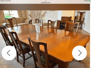 Antique 8 seat Dining Table & Chairs