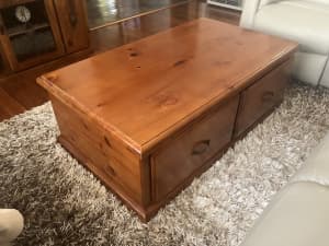 Wooden coffee table with two draws