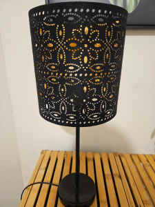 Black table lamp, 50cm high with globe