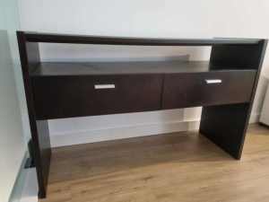 Premium Black Wood Console Table with Tempered Glass Top