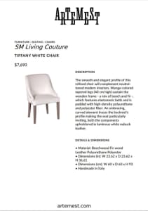 Stunning Set of 6 x SM Living Couture Tiffany Chair, RRP: $46,140