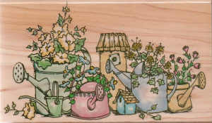 PENNY BLACK GARDEN IN A ROW WOOD MOUNTED RUBBER STAMP