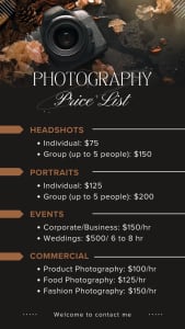 Photographer (first time will get 10% off)