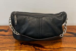 OROTON Black Leather Shoulder Bag