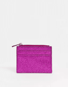 New with Tags ASOS Pink Shiny Glitter Wallet / Card Holder