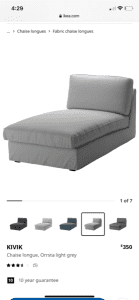Ikea chaise lounge modular sofa light grey