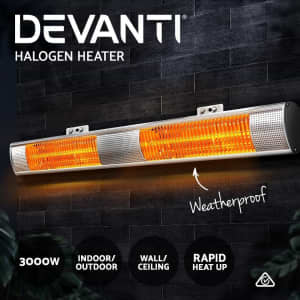 Devanti Electric Infrared Heater Outdoor Radiant Strip Heaters Halogen