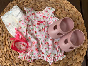 2. My Child Doll Clothes - Rompers with Shoes, Nappy & Hair Ribbons
