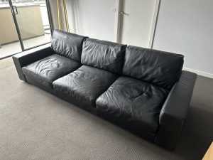 Black leather King Living sofa