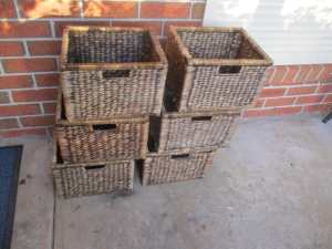 6 Woven Cane Storage Baskets Boxes