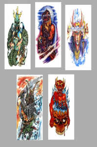 5 Colored Laminated Bookmarks. FANTASY WARRIORS. WARRIORS.