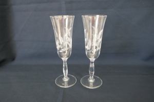 2 vintage crystal champagne flutes, glasses. Hand cut.
$12 for both