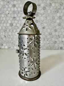 NEW Vintage punched metal candle lamp