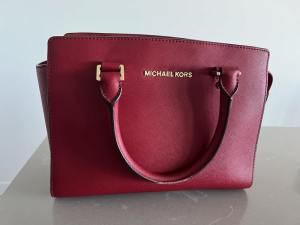 Used Michael Kors Selma Medium Saffiano Leather Satchel Red