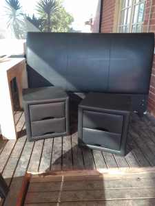 Queen vinyle bedhead and side tables FREE