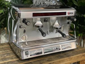 WEGA VELA 2 GROUP ESPRESSO COFFEE MACHINE CHROME CAFE COMMERCIAL