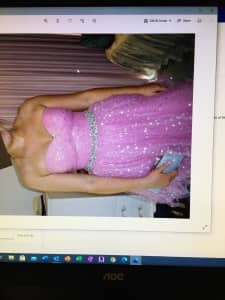 Sherri Hill tulle and sequin mini pink strapless formal dress size 8