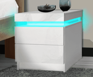 Levede Bedside Tables RGB LED Side Table 1 Drawer High Gloss Cabinet