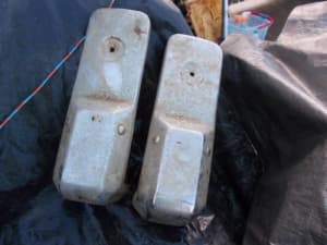 HOLDEN HQ UTE PANEL VAN REAR BUMPERETS WITH BRACKETS..