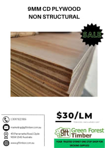 Plywood Non Structural CD grade 9mm thick