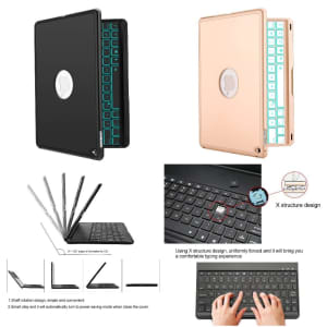Folio 7 Color LED Backlit Bluetooth Keyboard Case for iPad 9.7 Inch