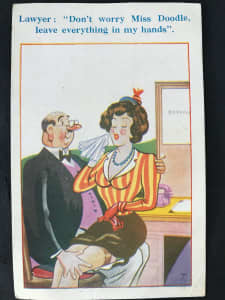 Vintage Comic Postcard Message from Syd to Edith 1950s Lawyer