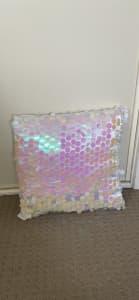 Sequin pink/white holographic Cushion