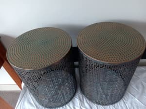 Gorgeous Rabat style stools or side tables in green copper finish