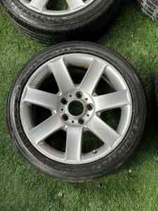 4x BMW 17 inch wheels E46, 8Jx17 ET47, PCD 5x120 style 44 with tyres