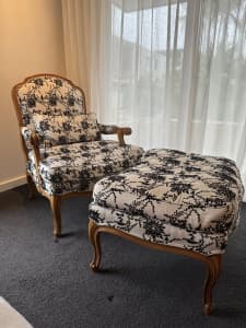 Armchair French Provincial with Foot Stool