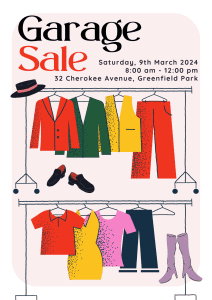 Garage Sale! Everything Must GO! Saturday, 9th March 2024, 8am - 12pm