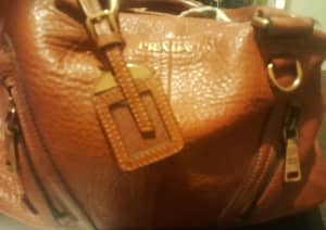 VINTAGE authentic designer PRADA brown leather handbag RARE collectabl