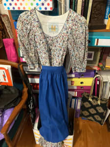 Genuine Austrian cotton dirndl (dress) & apron, size 38