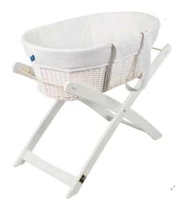 Moses Basket (with wrap around cover) and Stand. Excellent Condition.