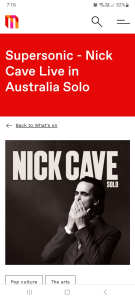 Nick Cave ticket 27th April for sale (via Tixel, secure reselling)