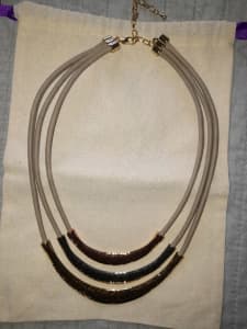 Three tone leather necklace
