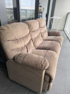 3 seater couch with 2 recliner chairs