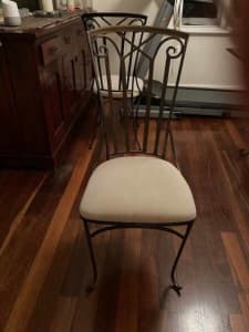 Dining Table and Chairs- French Provincial, Glass top .