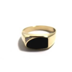 9ct yellow Gold & Black Ring Size Y QV6SGD 017100249332