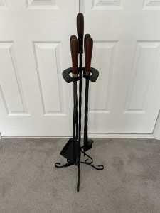 Cast Iron 5 Piece Fireplace Tools & Stand