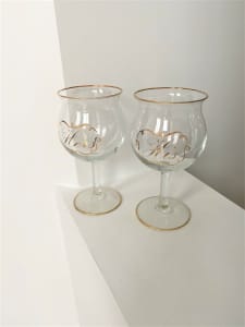 2 x Large Celebration Glasses His & Hers Red Wine / Brandy Balloons