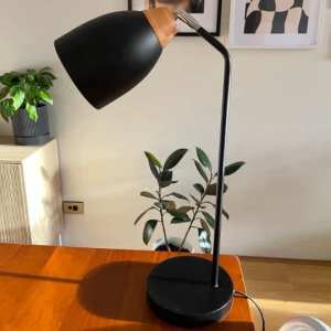 Black Desk Lamp with Wooden Accent in Great Condition