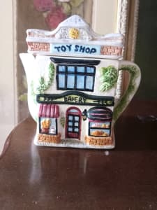 Vintage china teapot english cottage bakery & toy shop 