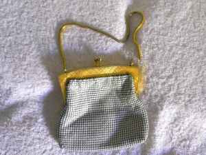 Vintage Glomesh Evening bag, White. 11cmW x 12cmH