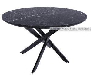 Black Round Marble Laminate Tabletop Dining Table or Desk