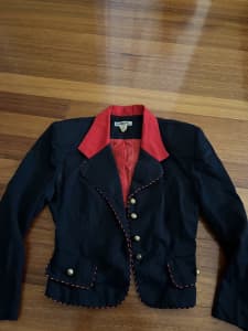Size 10 vintage ladies blazer jacket Red and navy with gold buttons