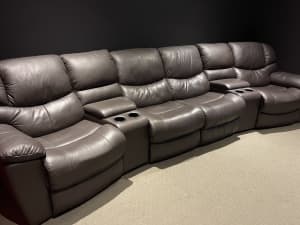 Four Seater Recliner Leather Lounge
