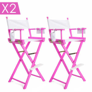 Directors Chairs x 2 Folding Tall 75cm Arm/Foot Rests Storage Trendy Kings Beach Caloundra Area Preview