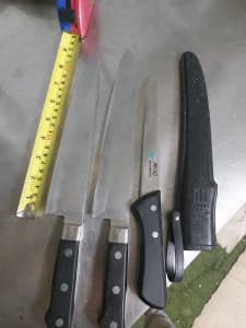 2 x 24cm chefs knife and 1 x MAC molybdenum steel knife 15cm
