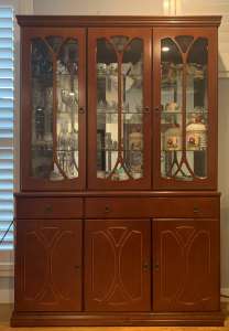 Mirrored Glass Three door Buffet and Hutch Colonial Teak